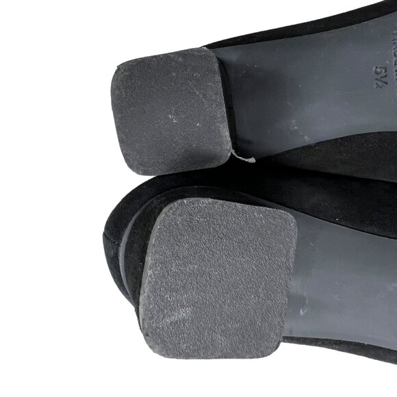 Everlane The V Heel in Black Suede Leather Square Heel Italian Pumps Size 5 ½ - Picture 12 of 12